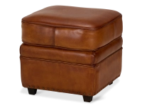 Pouf cuir marron clair bord clouté Pouf cuir marron clair bord clouté