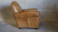 Fauteuil club cuir marron clair