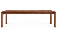 Table extensible 6 à 12 personnes en noyer avec plateau et allonges bois teinte naturelle 200x100 cm