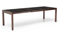 Extending table for 8 to 12 people in walnut and ceramic with ceramic extensions natural wood finish and black marble-effect ceramic m2 160x100 cm Extending table for 8 to 12 people in walnut and ceramic with ceramic extensions natural wood finish and black marble-effect ceramic m2 160x100 cm