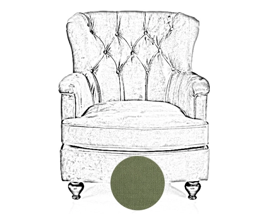 Fauteuil Chesterfield tissu vert moyen dossier