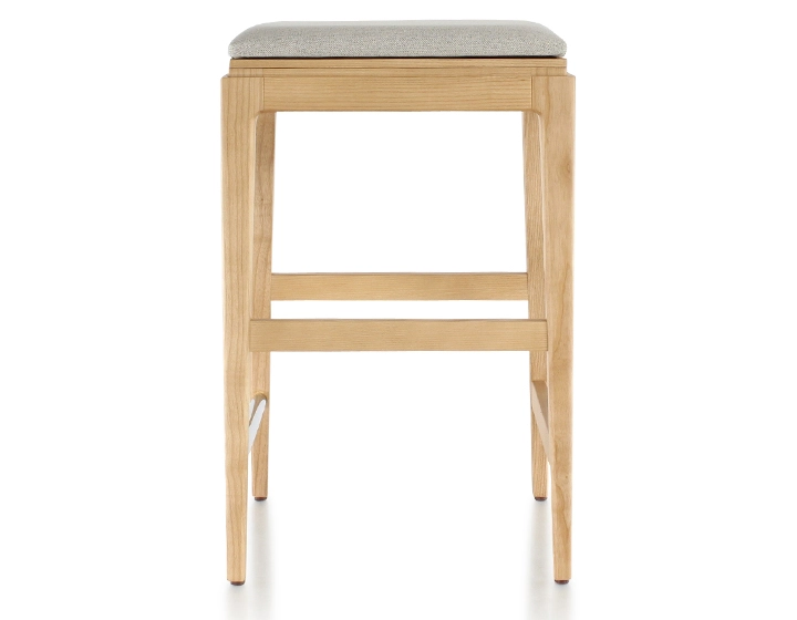 Tabouret de bar design H60 cm bois teinte naturelle assise tissu beige naturel Tabouret de bar design H60 cm bois teinte naturelle assise tissu beige naturel