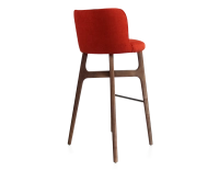 Bar stool h80 cm dark brown stained wood, burnt orange fabric seat Bar stool h80 cm dark brown stained wood, burnt orange fabric seat