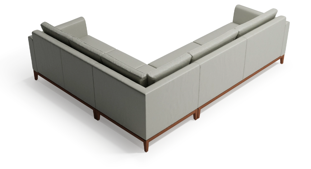 Canapé d'angle 5 places cuir gris perle (2g - a - 2d) Canapé d'angle 5 places cuir gris perle (2g - a - 2d)