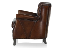 Fauteuil club cuir marron soutenu accoudoirs cloutés Fauteuil club cuir marron soutenu accoudoirs cloutés