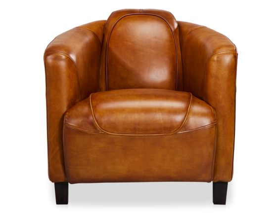 Fauteuil club cuir cognac