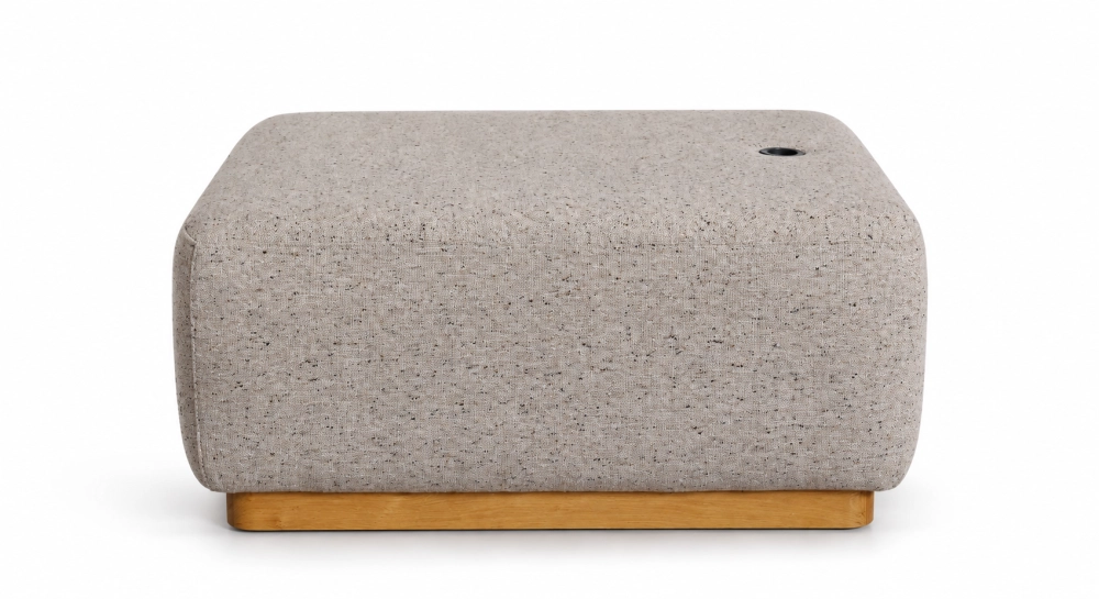 Pouf en tissu chiné beige