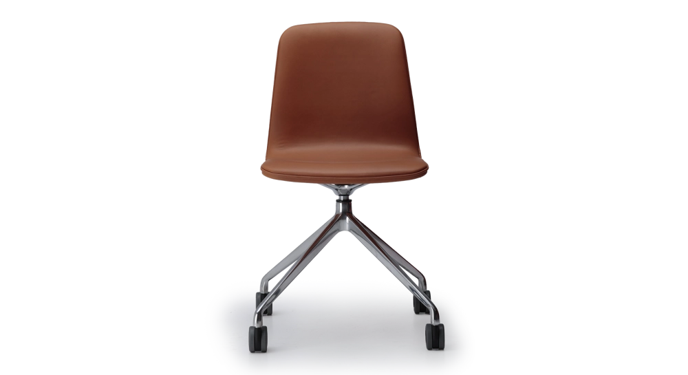 Office chair with 5 branches assise cuir camel