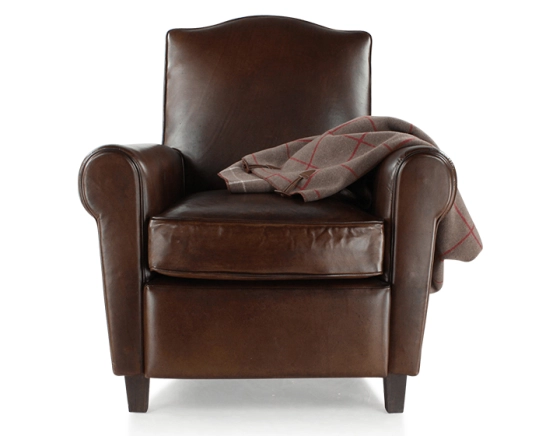 Fauteuil club cuir marron soutenu