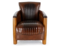Club armchair in wood and leather vintage brown Club armchair in wood and leather vintage brown