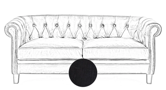 Canapé Chesterfield cuir 2 places noir accoudoirs cloutés