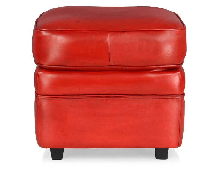 Leather pouffe red Leather pouffe red