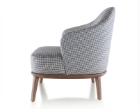 Fauteuil design tissu pied-de-poule bleu et blanc