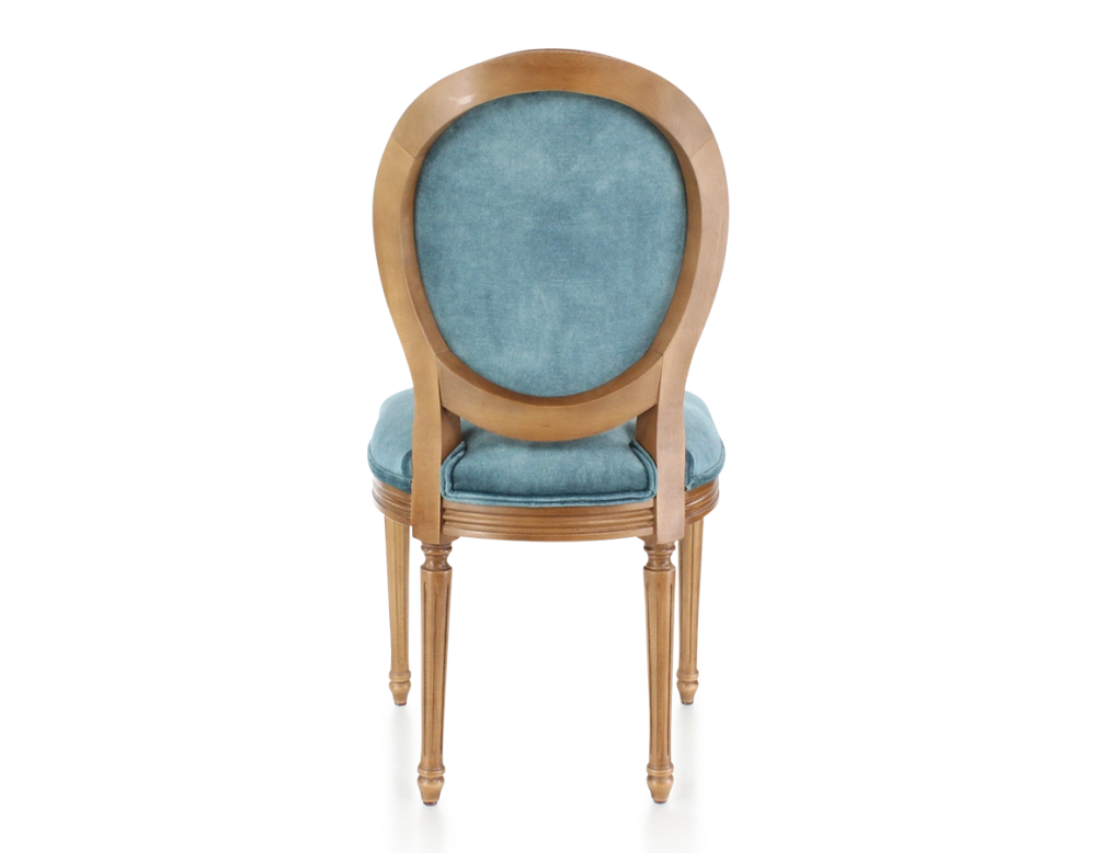 Chaise ancienne style Louis XVI bois teinte ancienne et tissu velours bleu pétrole Chaise ancienne style Louis XVI bois teinte ancienne et tissu velours bleu pétrole