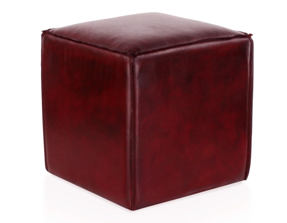 Leather pouffe burgundy