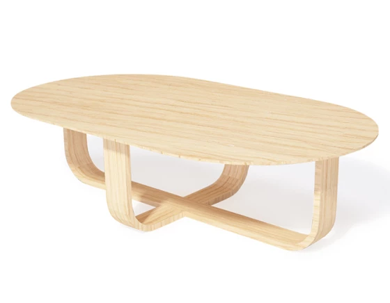Table basse ovale en chêne teinte naturelle 140x80 cm