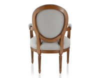Fauteuil ancien style Louis XVI bois teinte ancienne et tissu gris clair Fauteuil ancien style Louis XVI bois teinte ancienne et tissu gris clair