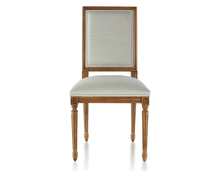 Chaise ancienne style Louis XVI bois teinte ancienne et tissu beige naturel Chaise ancienne style Louis XVI bois teinte ancienne et tissu beige naturel