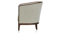 Canapé ancien 3 places bois teinte noyer et tissu beige naturel Canapé ancien 3 places bois teinte noyer et tissu beige naturel