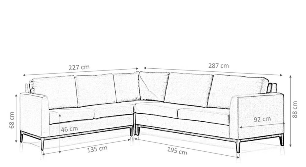 Canapé d'angle 6 places avec angle droit plus long tissu bleu jean (2G - A - 3D) Canapé d'angle 6 places avec angle droit plus long tissu bleu jean (2G - A - 3D)
