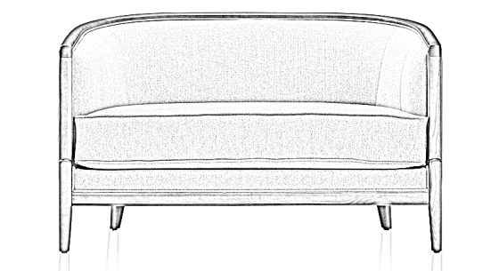 Canapé ancien 2 places bois teinte noyer et cuir noisette