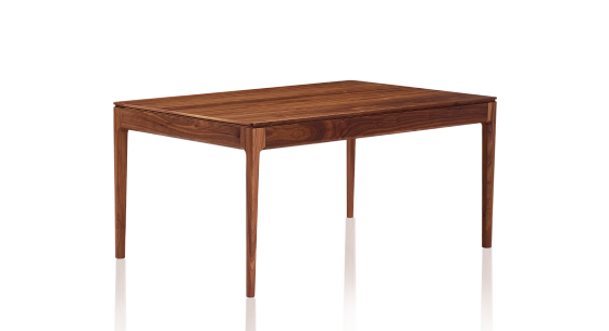 Walnut dining table for 6 people natural tint wooden top 160x100 cm
