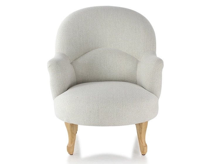 Toad armchair with armrests natural wood stain feet and natural beige fabric Toad armchair with armrests natural wood stain feet and natural beige fabric