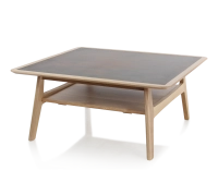 Table basse carrée en chêne et céramique avec bois teinte naturelle plateau céramique brun oxydé 100x100 cm Table basse carrée en chêne et céramique avec bois teinte naturelle plateau céramique brun oxydé 100x100 cm