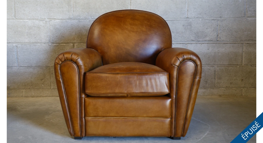 Leather club armchair dark brown studded armrests