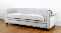 Canapé chesterfield tissu 3 places beige chiné Canapé chesterfield tissu 3 places beige chiné