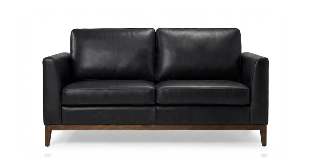 2 seater designer sofa ebony leather