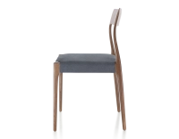 Scandinavian chair dark brown stained wood, grey fabric seat Scandinavian chair dark brown stained wood, grey fabric seat