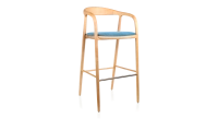 Bar stool h80 cm natural tint blue jean fabric seat natural wood stain and denim fabric