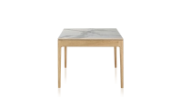 Table extensible 6 à 12 personnes en chêne et céramique allonges céramique avec bois teinte naturelle et plateau et allonges céramique effet marbre blanc 140x100 cm Table extensible 6 à 12 personnes en chêne et céramique allonges céramique avec bois teinte naturelle et plateau et allonges céramique effet marbre blanc 140x100 cm