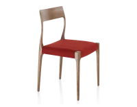 Chaise scandivave bois teinte noyer assise tissu bordeaux