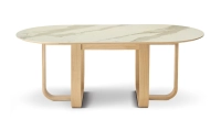 Table salle à manger en chêne et céramique 8 à 10 personnes avec bois teinte naturelle et plateau céramique effet marbre blanc 210x100 cm Table salle à manger en chêne et céramique 8 à 10 personnes avec bois teinte naturelle et plateau céramique effet marbre blanc 210x100 cm