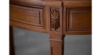 Console ancienne demi-lune style directoire bois teinte ancienne finition antiquaire poussée Console ancienne demi-lune style directoire bois teinte ancienne finition antiquaire poussée