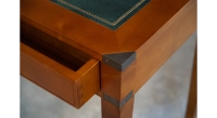 Bureau marine 1 tiroir bois teinte merisier et cuir vert