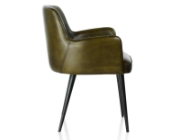 Chaise vintage avec accoudoirs cuir vert olive Chaise vintage avec accoudoirs cuir vert olive