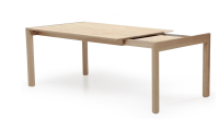 Extending table for 8 to 12 people in oak and ceramic with ceramic extensions natural wood finish and ceramic travertine stone effect 160x100 cm Extending table for 8 to 12 people in oak and ceramic with ceramic extensions natural wood finish and ceramic travertine stone effect 160x100 cm
