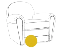 Fauteuil club cuir jaune accoudoirs passepoil Fauteuil club cuir jaune accoudoirs passepoil