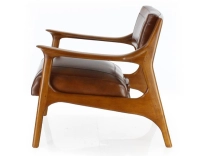 Fauteuil scandinave cuir marron vintage Fauteuil scandinave cuir marron vintage