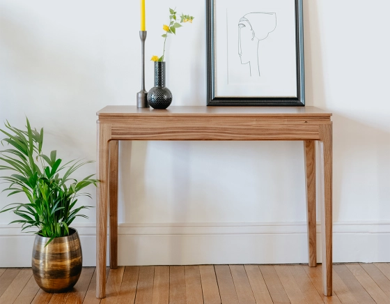 Folding walnut console table natural tint 100x40 cm