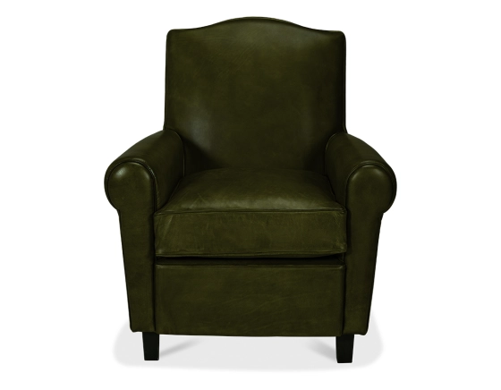 Fauteuil club cuir vert olive
