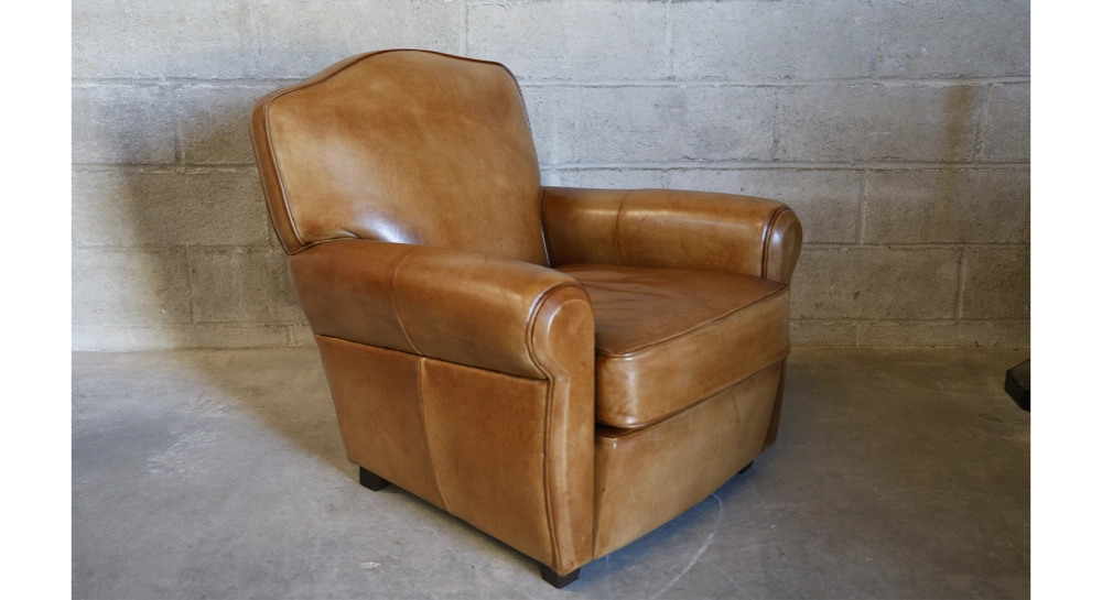 Fauteuil club cuir marron clair