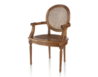 Chaise ancienne style Louis XVI avec accoudoirs bois teinte ancienne assise et dossier cannés Chaise ancienne style Louis XVI avec accoudoirs bois teinte ancienne assise et dossier cannés