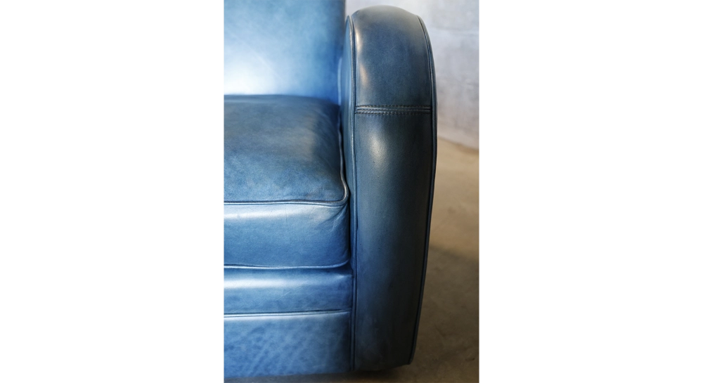 Fauteuil club cuir bleu