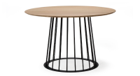 Round dining table in oak and metal black metal base and natural wood top finish 120x120 Round dining table in oak and metal black metal base and natural wood top finish 120x120
