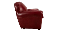Sofá club de piel de 2 plazas rojo carmín reposabrazos ribete