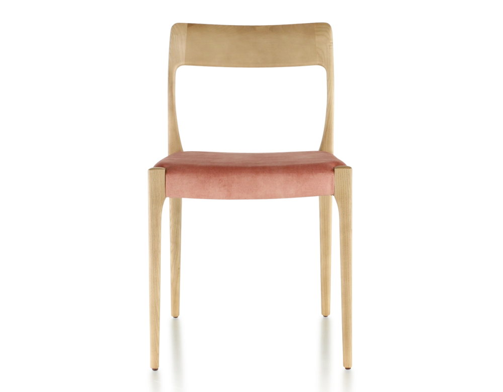 Scandinavian chair wood stained natural seat pale pink velvet fabric Scandinavian chair wood stained natural seat pale pink velvet fabric
